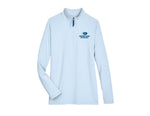 LADIES Devon & Jones CrownLux Performance Clubhouse Micro-Stripe Quarter-Zip - Ocean Blue