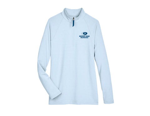 LADIES Devon & Jones CrownLux Performance Clubhouse Micro-Stripe Quarter-Zip - Ocean Blue