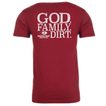 God. Family. Dirt. T-Shirt Cardinal Color
